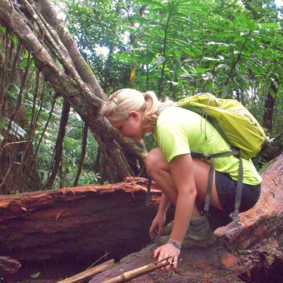 katherine on a log in hawaii
